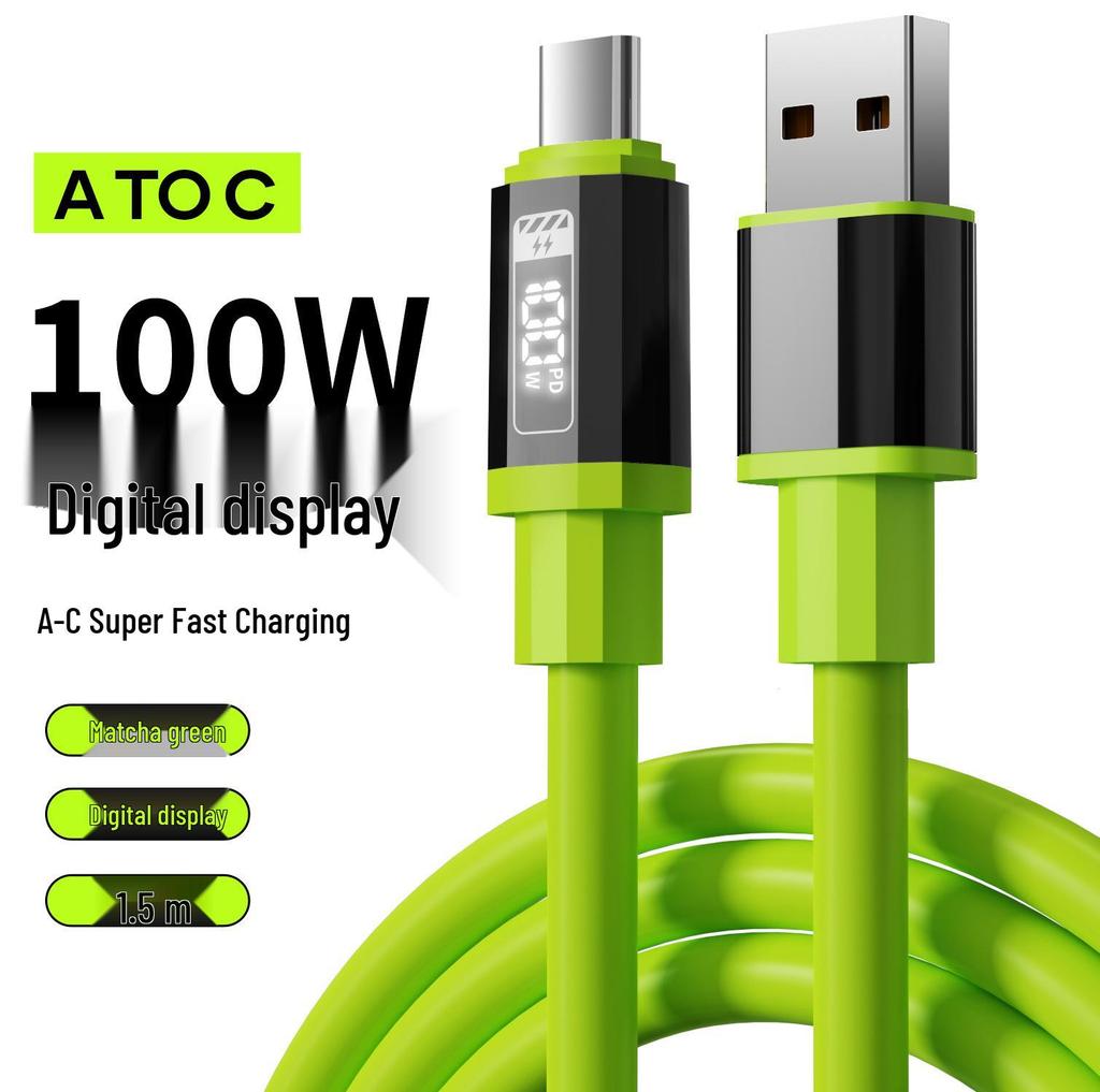 240W Fast Charging Type-C Cable with Real-time Display for Apple 15/16, Huawei, and Android