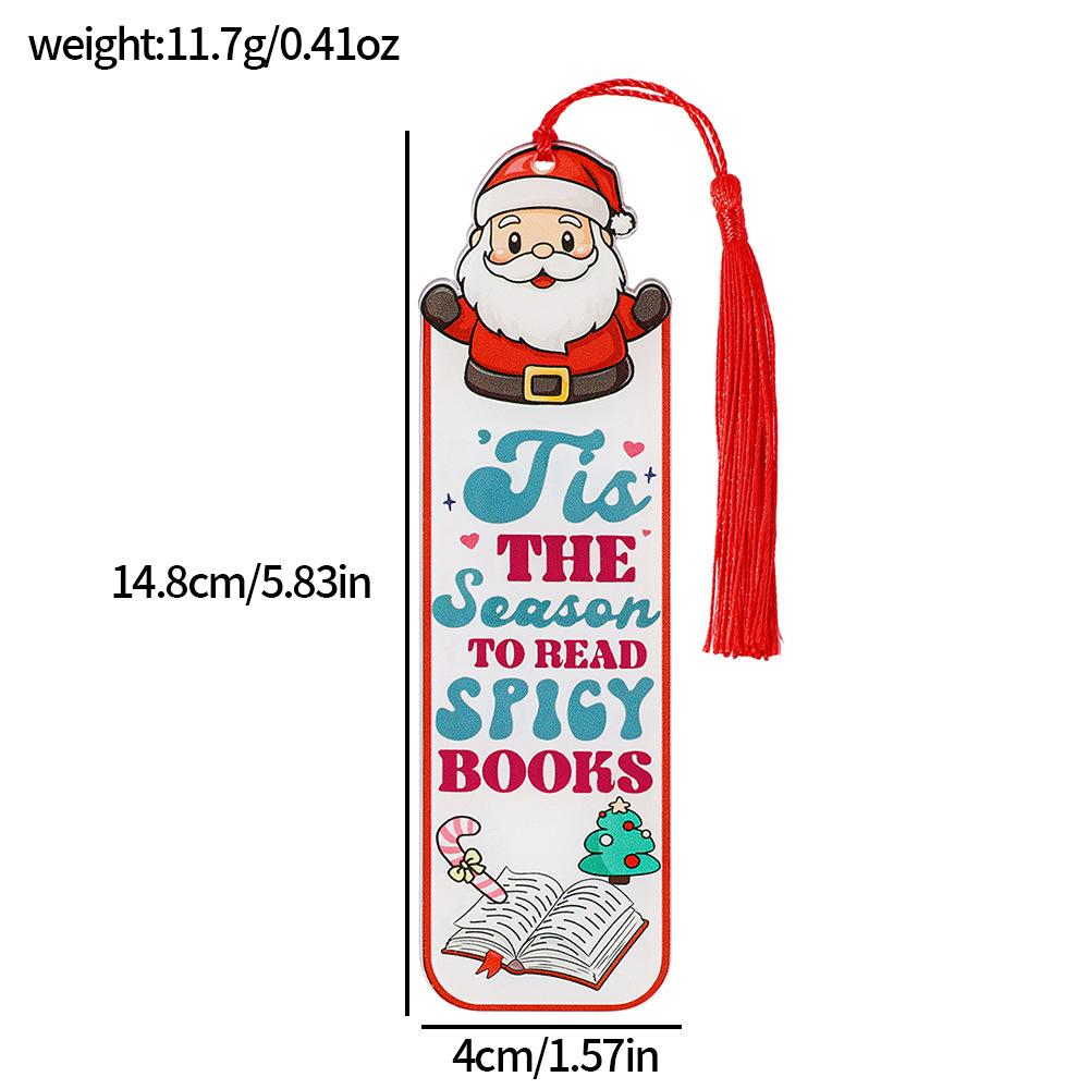 Creative Santa Claus Red Tassel Acrylic Bookmark  Reading Pages Books Annotated Students Stationary Supplies DIY Bookmark