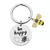 Elegant Stainless Steel Bee Happy Keychain Perfect Gift For Friends And Teachers