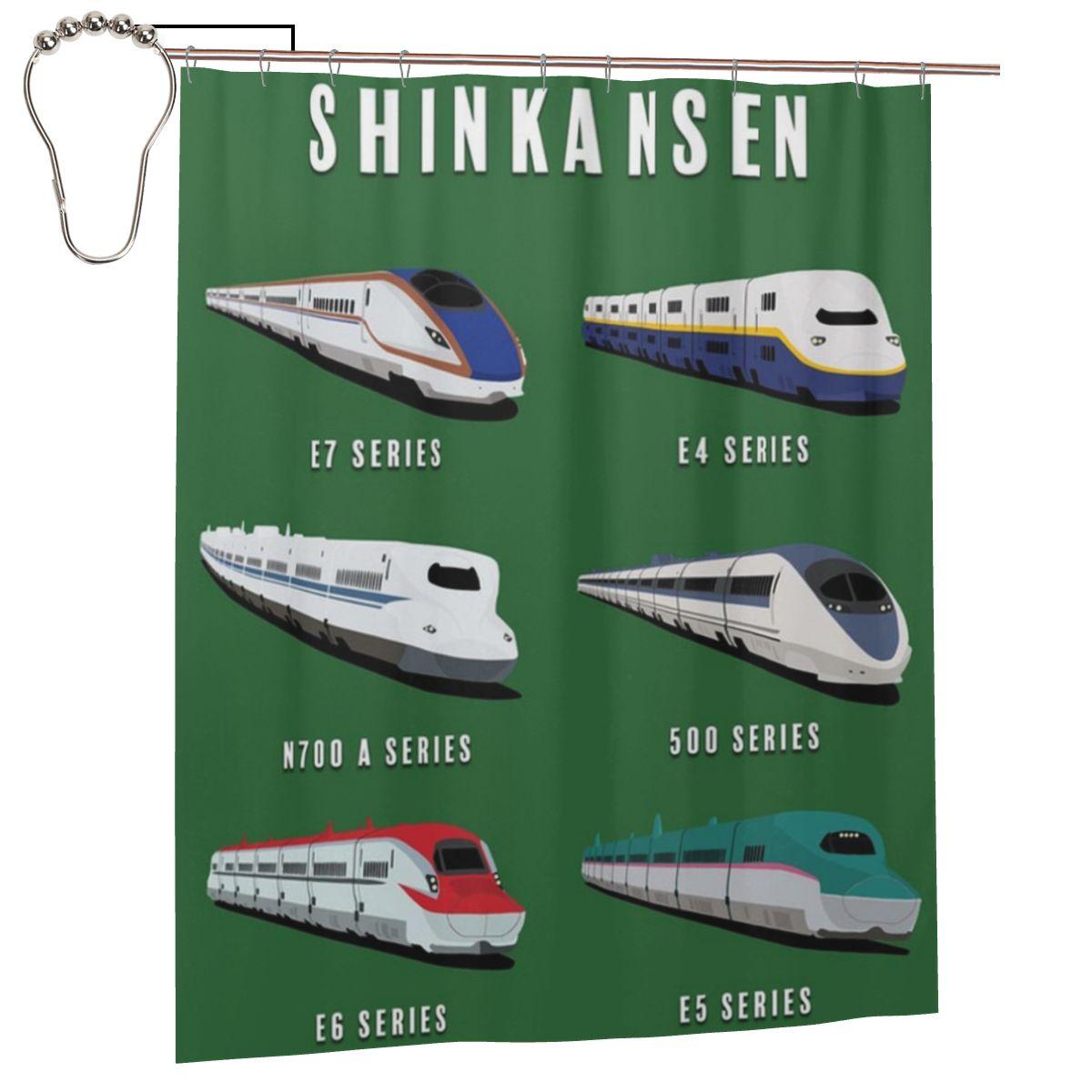 

Japanese Shinkansen Bullet Trains - Side View Shower Curtain Bathroom Polyester Waterproof Bath Curtains With Hooks W60H190(CM)-1 Pcs