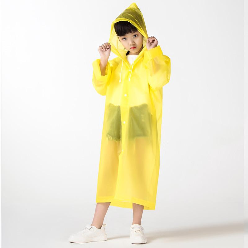 Junge Mädchen Kinder Wasserdicht EVA Transparent Regenmantel Kinder Hut Klarer Regenmantel Outdoor Regenbekleidung 4 Farben
