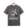 Motorcycle Racing Unisex T-Shirt Vintage Biker Graphic Tee Checkered Flag Racer