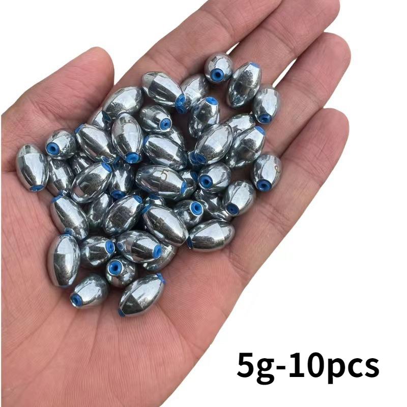 10pcs 5g/6g/7g/8g/9g/10g Alloy Hollow Olive Fishing Sinkers Carbon Steel Fishing Weights Fishing Accessories Outdoor Tools