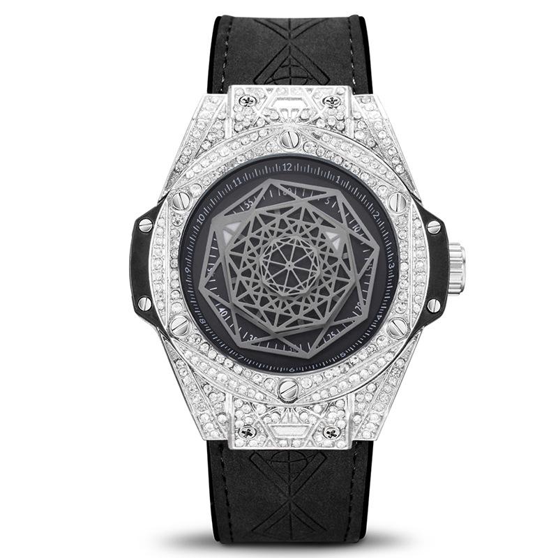 KIMSDUN Zlatý Poise Diamond Intarzované Módní trendy Kreativní pánské hodinky Silikonové rukavice Nights Vodotěsné sportovní Quartz hodinky