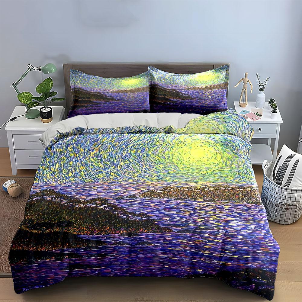 Swirling Sunlit Landscape Pattern. Bedding Sets Duvet Cover Sets Duvet Covers Pillowcases(1 * Duvet Cover 2 * Pillowcases, Without Duvet Insert)