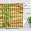 Zen Green Bamboo Shower Curtains Stone Buddha Lotus Candle Asian Japanese Spa Garden Scenery Bath Curtain Fabric Bathroom Decor