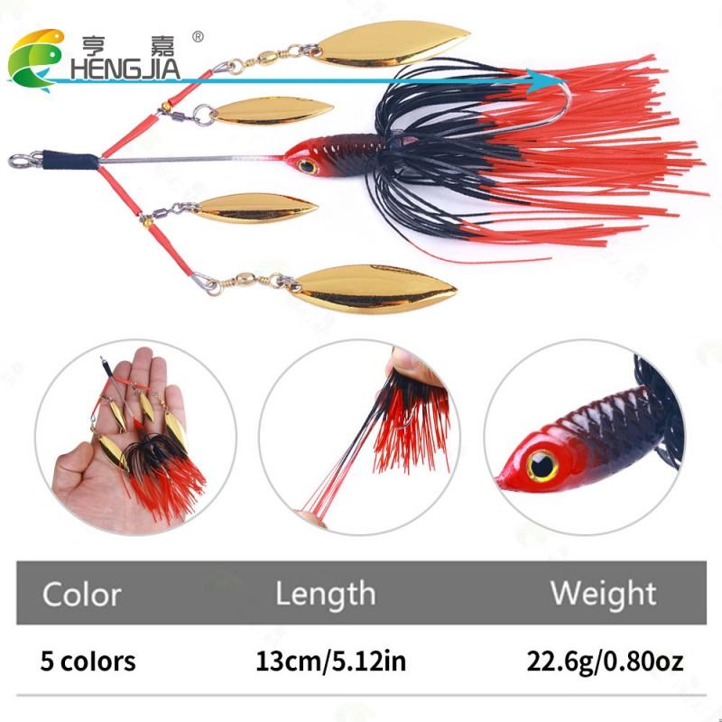 Multi-Blade Rotating Spinnerbait With Weedless Hook Bass Pike Fishing Lure 13cm 22g