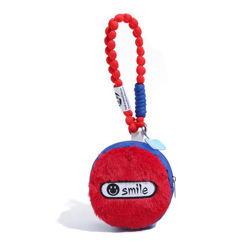 

Трендовый плюшевый кошелек для монет и сумка для наушников 2024 – Унисекс ручной кулон для модных пользователей Apple/Huawei красный