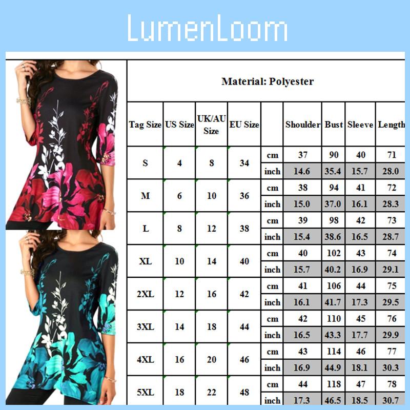 Plus Size Womens Asymmetric Floral Printed Short Sleeve Tunic Blouse For Summer Comfort
