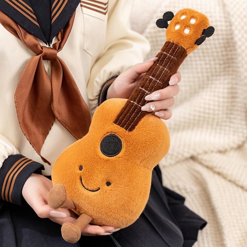 Instrument Musical Plush Pillow With Guitar Violin Embroidery Home Gift Decor
