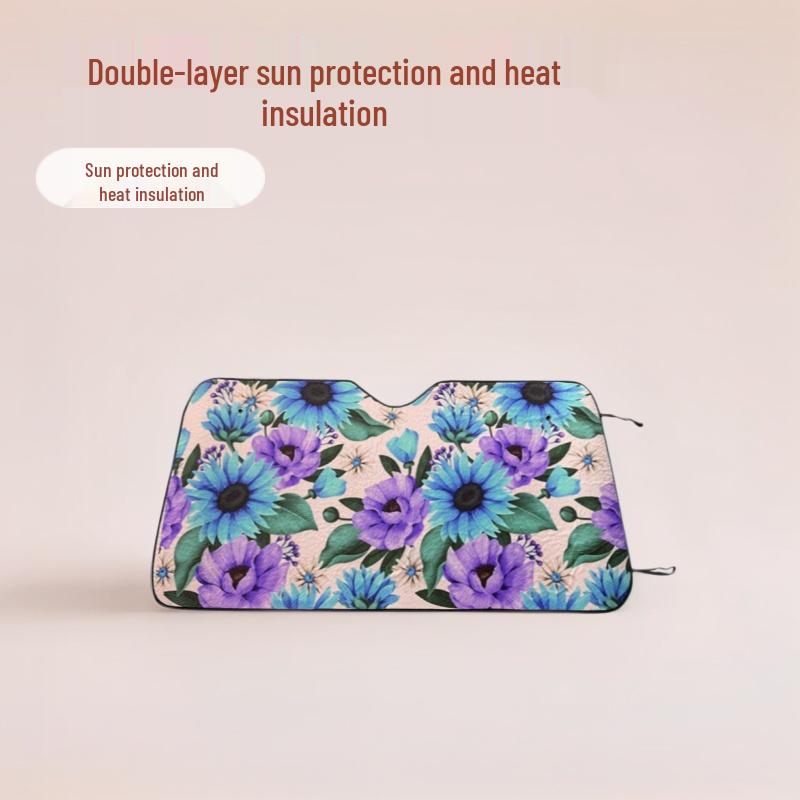 Double Layer Aluminum Foil Insulated Car Sun Visor Sunshade - Sun Protection & Printed Design 130*60