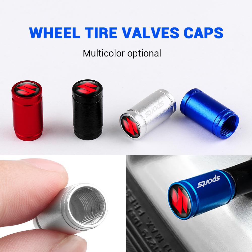 4Pcs Wheel Stem Caps Car Tire Valve Cover For Suzuki Swift Jimny Grand Vitara Samurai Baleno Alto SX4 Kaiser Dzire S750 GSX G70