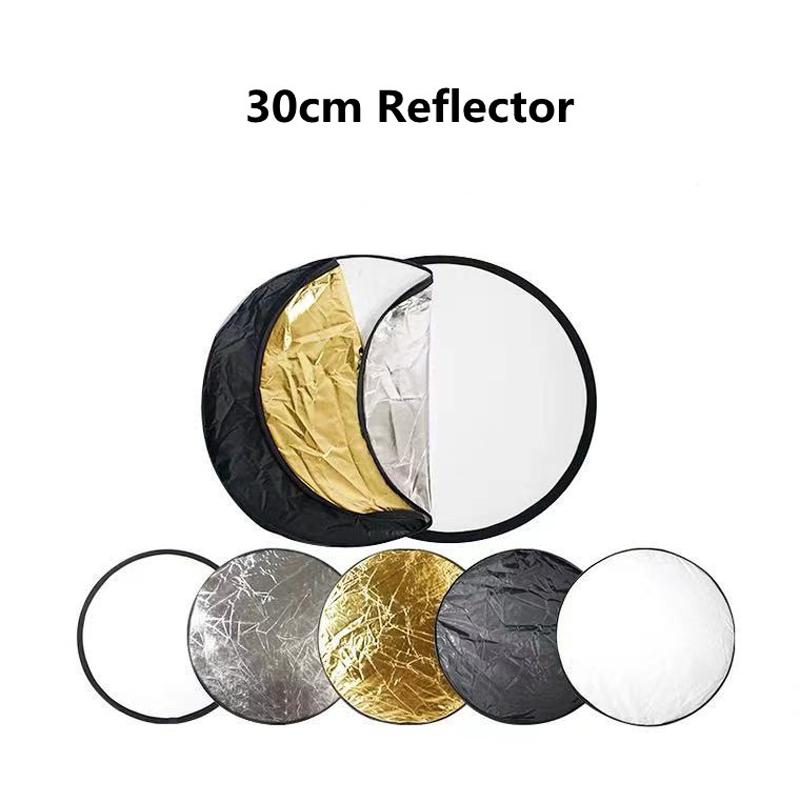 30cm 2 In 1 Round Photography Reflector Collapsible Photo Studio Lighting Reflector For Photographic Shooting