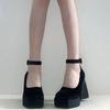 Spice Girl Sexy High Heels Thick Heel Mary Jane Shoes with Large Size Waterproof Table Barbie Shoes Women's New 2025