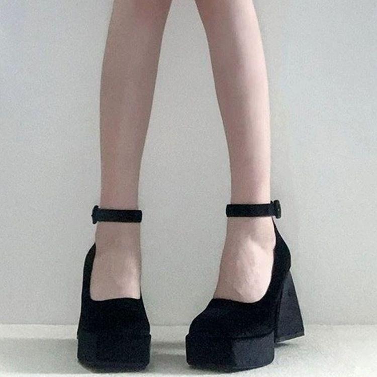 Spice Girl Sexy High Heels Thick Heel Mary Jane Shoes with Large Size Waterproof Table Barbie Shoes Women's New 2025