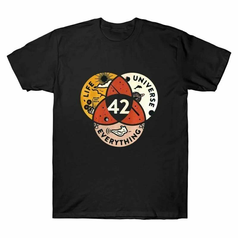 42 The Answer To Life The Universe and Everything Vintage Men T-Shirt Black Navy XXXXL