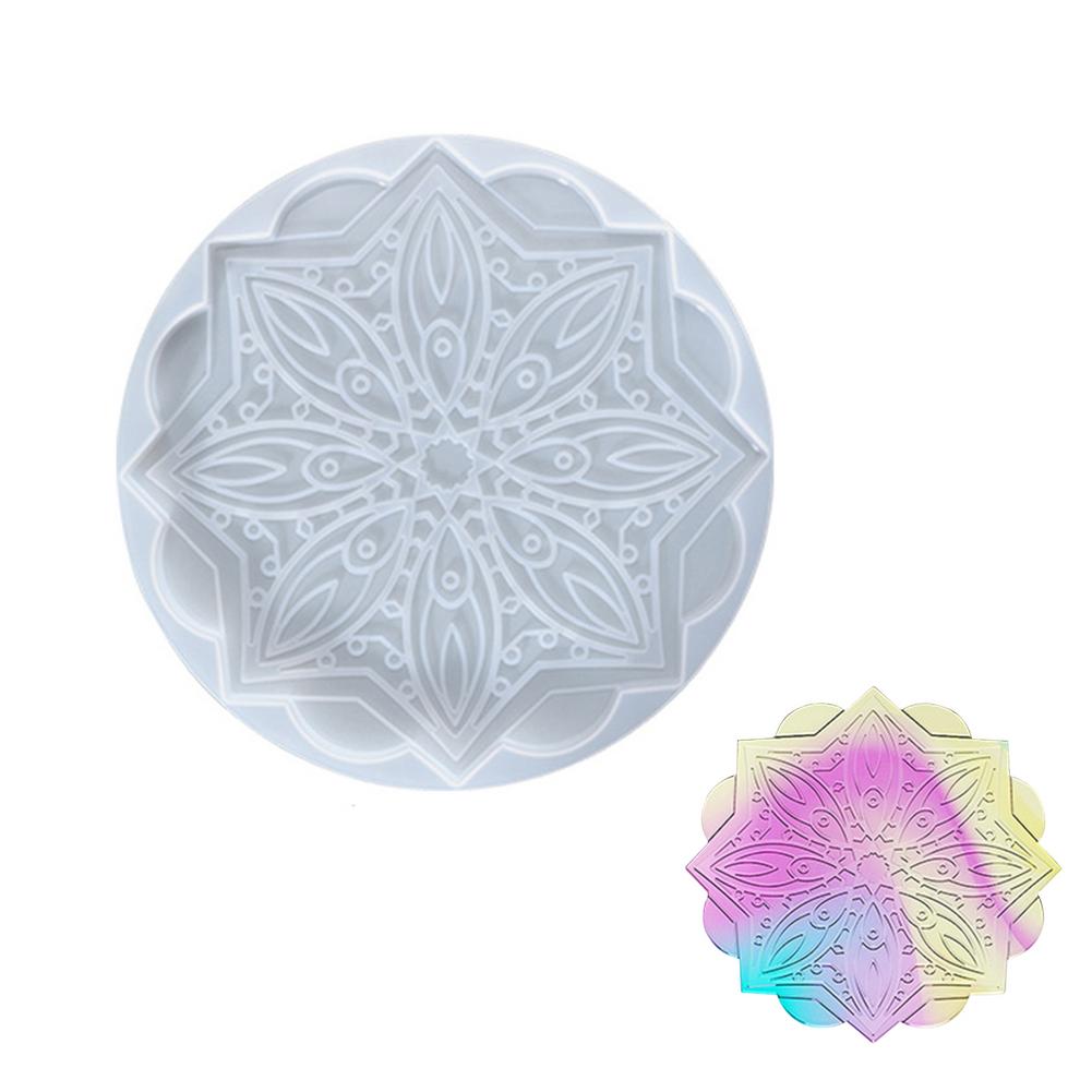 Diy Crystal Epoxy Resin Mold Square Mandala Flower Coaster Silicone Molds Home Decoration Cup Mat Pad Mold DIY Handmade Craft