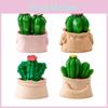 Pink Resin Mini Cactus Figurine Decorative Cute Plant For Desk Or Home Garden