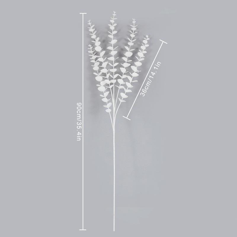 16 Koppen 50cm Kunstbloem Wit Nep Eucalyptus Bladeren Faux Eucalyptus Tak met Stelen voor Huis/Bruiloftsfeest Decor
