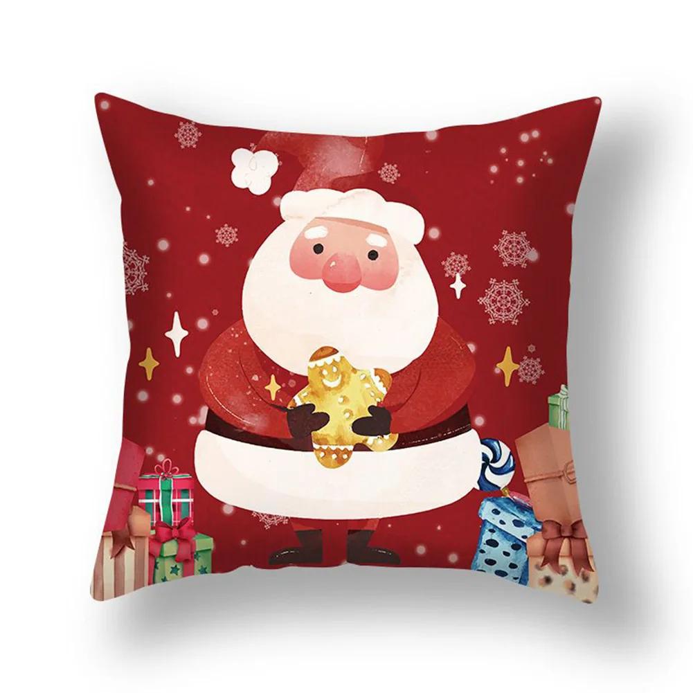 Home Christmas Cushion Cover Pillowcase   Sofa Decorations Happy New Year  Funda De Almohada