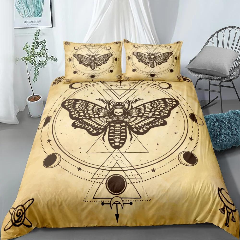 Moth Dead Skeleton Bedding Set US Twin Full Queen King EU Single Double King Size Bed Linen Set