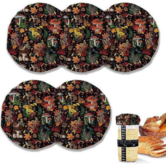 Sourdough Starter Cloth Covers Jars,Water Lotus Fermentation Cheese Fabric Lids,Fit Jars Mouth from 3-4 inch, 5 Pack