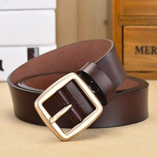 Women's Hong Kong & American Style Genuine Leather Belt with Needle Buckle - High-End Top Layer Cowhide for Work Pants
