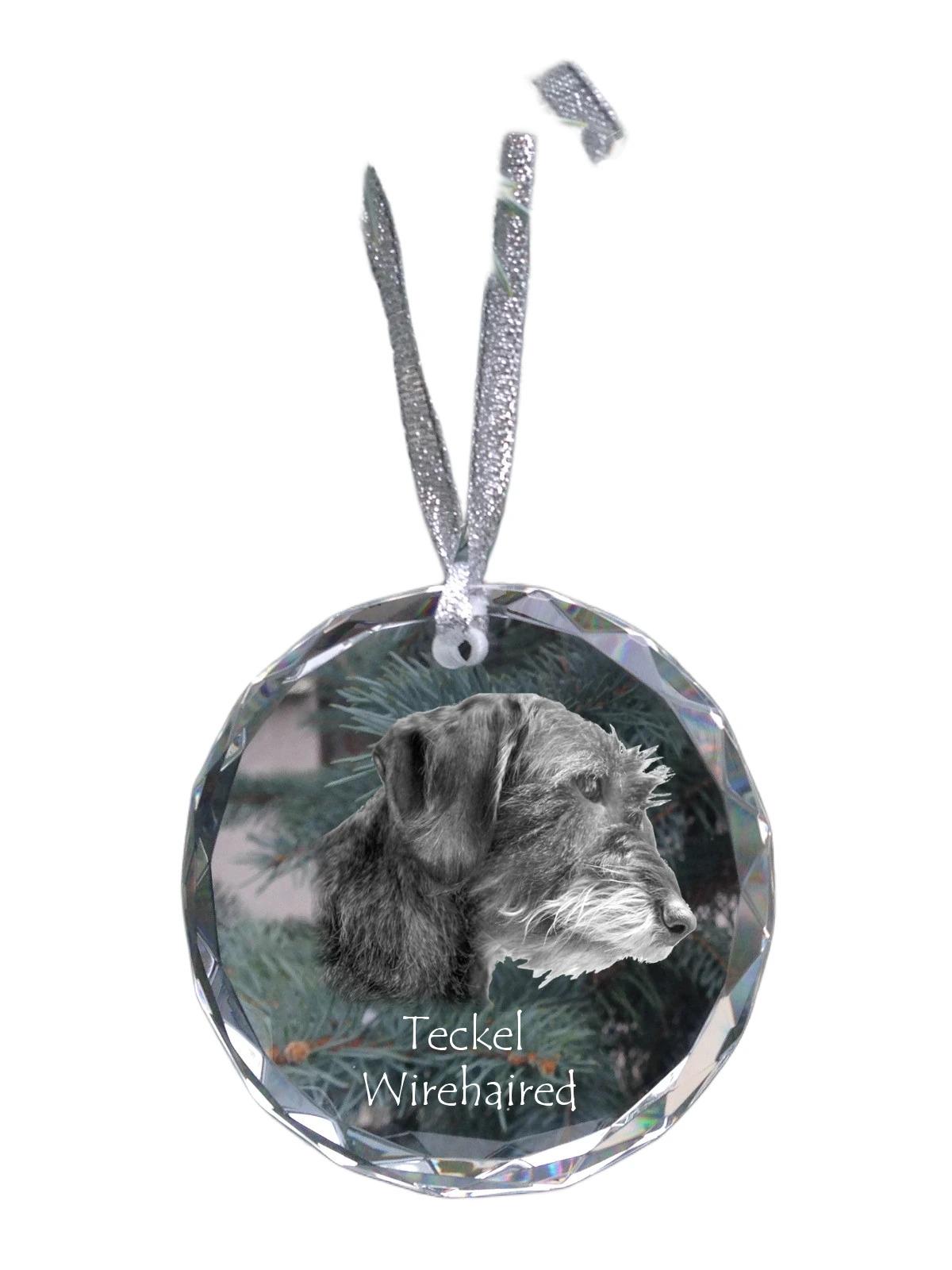 

Dachshund I - crystal bauble with a photo, dog photo in crystal, personalized Christmas tree ornament by Art-Dog brand прозорий