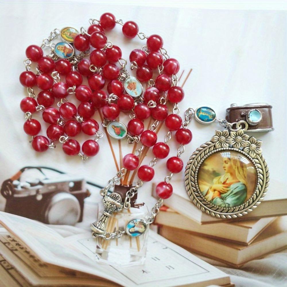 Catholic Rosary Mary Blessing Rosary Prayer Necklace with Pendant amulet virgin Mary for Cross Pendant Rosary Necklace