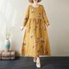 New Color Round Neck Retro Long Skirt Cotton Linen Dress