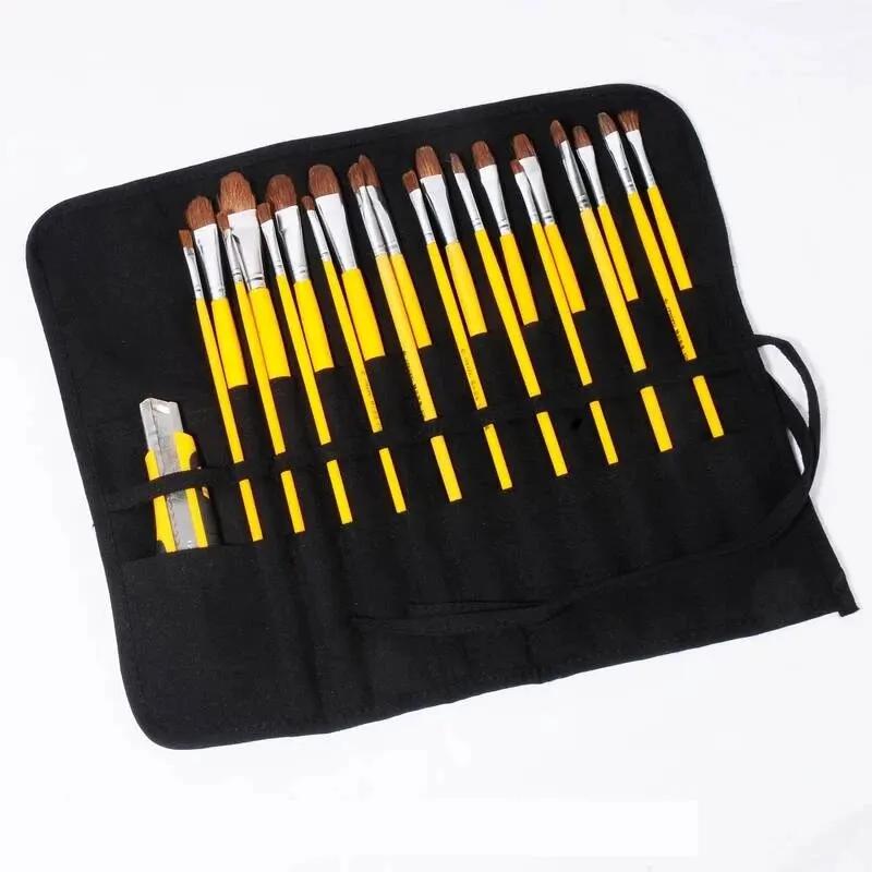 Painting Brushes Canvas Storage Bag,  Slots Watercolour and Gouache Brushes Calligraphy Brushes Storage Bag, Roll up Pen Bag