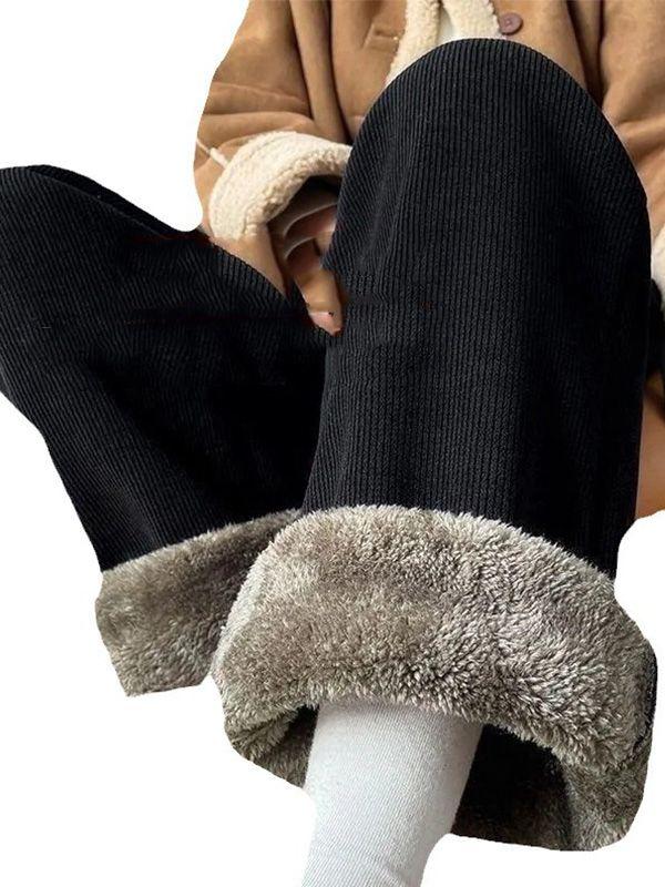 Extra-Thick Fleece-Lined Wide-Leg Pants Women's Fall/Winter Casual Relaxed Straight-Leg Pants