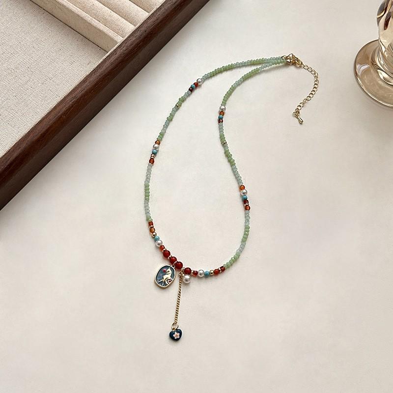 

Ожерелье из натурального камня с бусинами для женщин - Роскошный чокер-цепочка на ключицу 2025