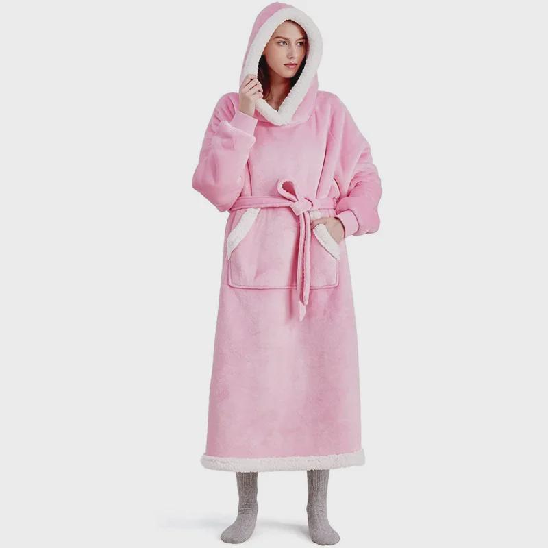 Cozy Hooded TV Blanket: Warm Fleece Pajamas & Robe for Autumn/Winter
