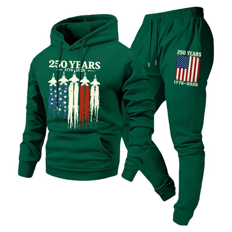 Trendy Fashion Unisex Casual Hooded Plus Velvet Sweatshirt Sportswear Set