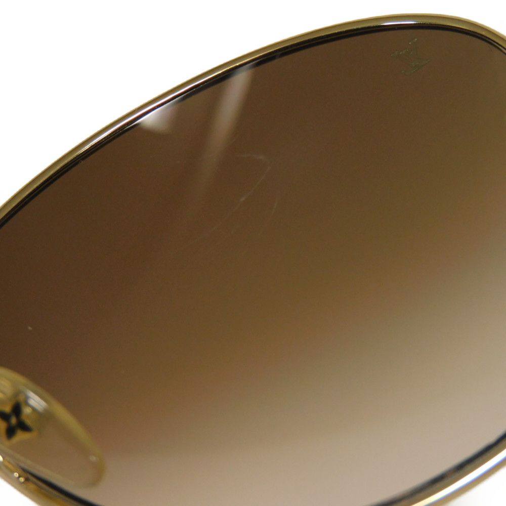 Used Daisy Butterfly Oval with Gold Plated LV Logo in Acetate Brown Gradient (12564 Z0262U 7968) from Japan AUTHENTIC