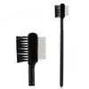 "Dual-Headed Eyebrow and Eyelash Brush with Wooden Handle"