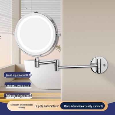 Oglindă de machiaj LED de înaltă definiție montată pe perete: Oglindă telescopică iluminată franceză pentru machiaj pentru băile hotelurilor.