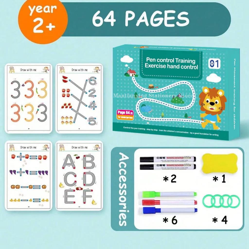 Magical Tracing Workbook Reusable Calligraphy Copybook Practice Drawing Book Toddler Learning Children Montessori Drawing Toy