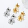Boho Floral Alloy Earrings Women Gold Tone Dangle Statement Jewelry 2025 Fashion Accessory