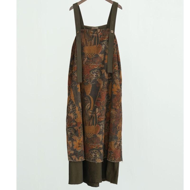 

Johnature Women Vintage Dresses Print Floral Spring Patchwork Chinese Style High Quality Dress One Size