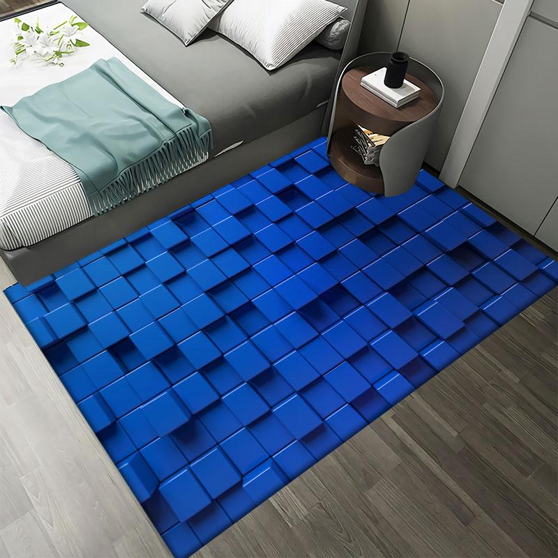 3D Colorful Geometry Block Carpets Large Area Rug for Living Room Bedroom Carpets Anti-Slip Floor Mat Kitchen Abstract Bath Mat