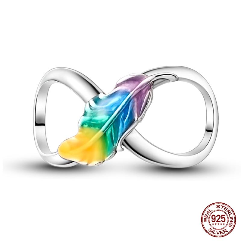 

100% Copper Classic Gold Sunflower Feather Charm Beads For Brand Original Bracelet Diy