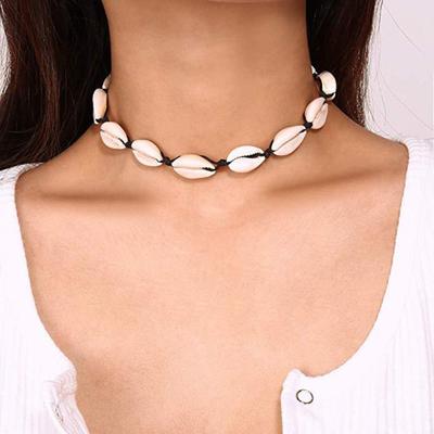 Bohemia Handmade Natural Shell Necklace Wax Cord Women Choker Charm Jewelry