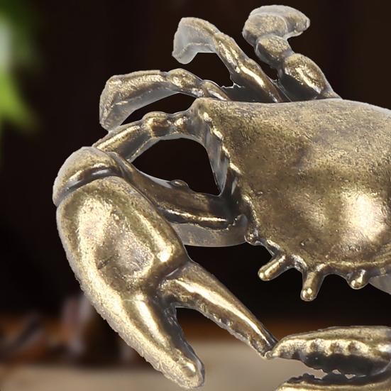 Yousheng Retro Crab/Lobster Ornaments Mini Vintage Brass Crayfish Figurine Funny Copper Shrimp Sculpture for Home Office Tea House Desktop Decor