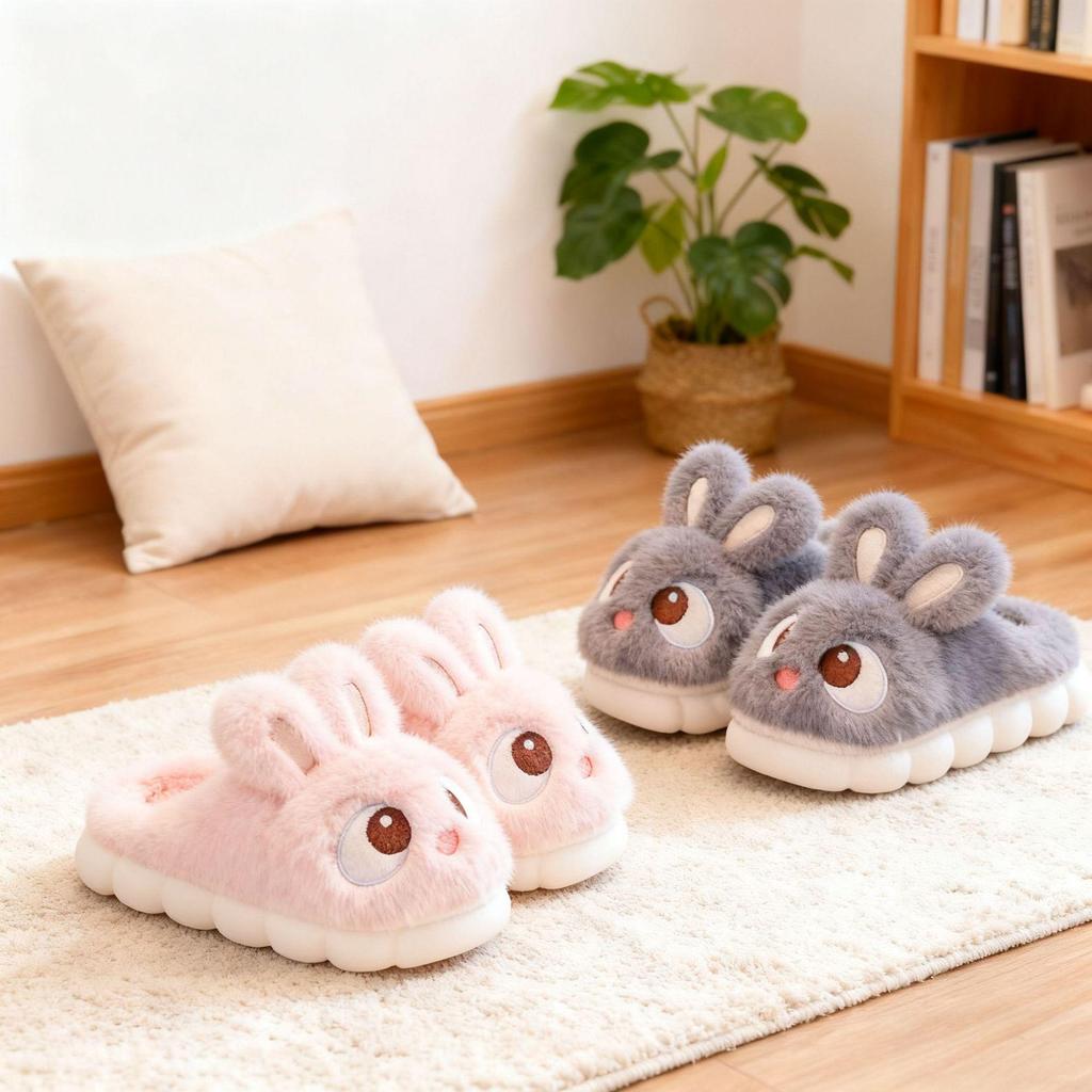 Kids' Winter Cotton Slippers: Cute and Cozy Velvet Fur for Toddlers and Children
