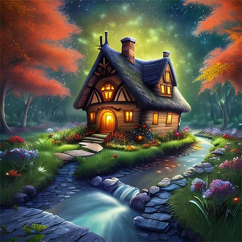 5D Diamond Painting House Landscape Full Square Round Embroidery Mosaic River Scenery Home Decor