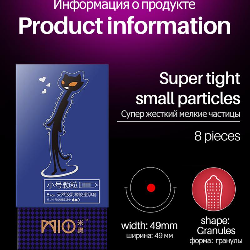 MIO 3D Delay Condoms for Man 49mm Tight Fit Big Dotted Dense Particles Penis Sleeve Extra Lubricant Small Size Condom Safe Sex