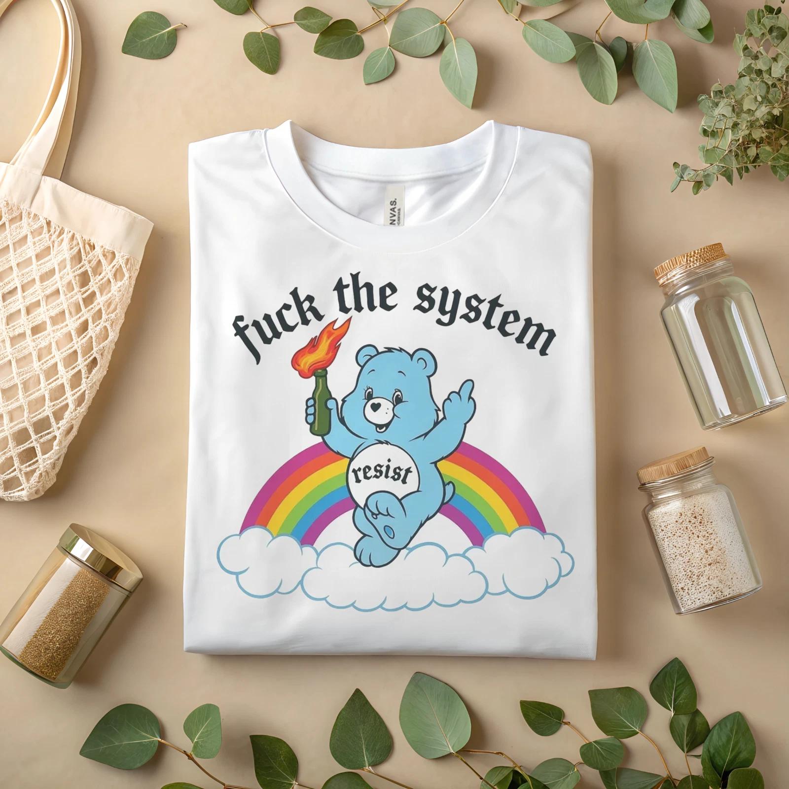 

esist with Love Care Bear T-Shirt – Positive Activism Retro Rainbow Tee A498 S