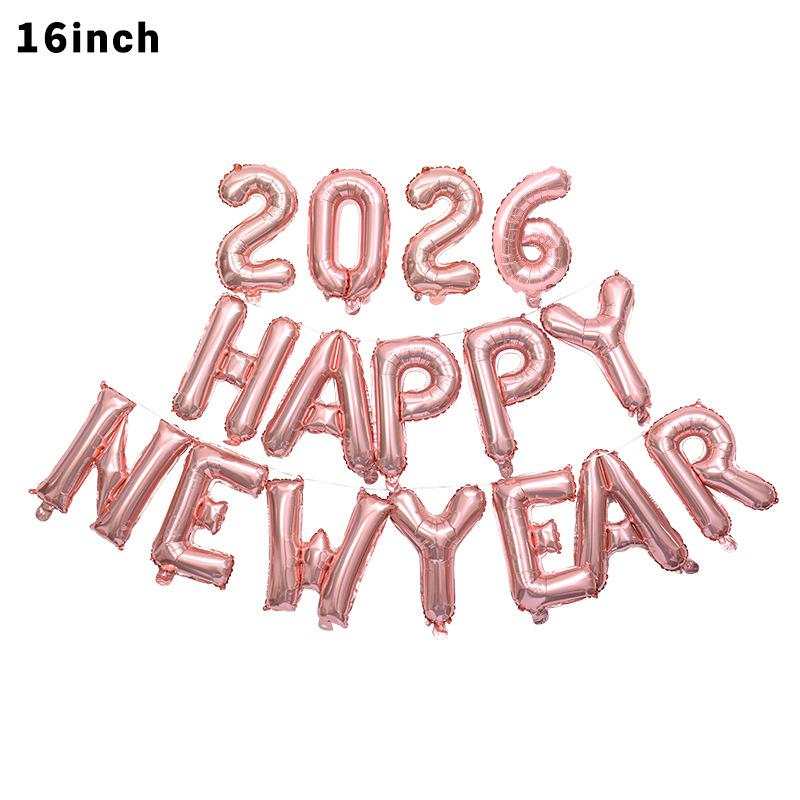 16 pcs 16inch 2026 happy new year set foil balloons new year party decoration festival party supplies Photo Props home decor